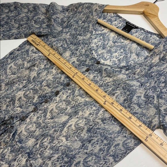 Club Monaco Silk Blue and White Long Sleeve Dress Size 0 - Picture 5 of 8